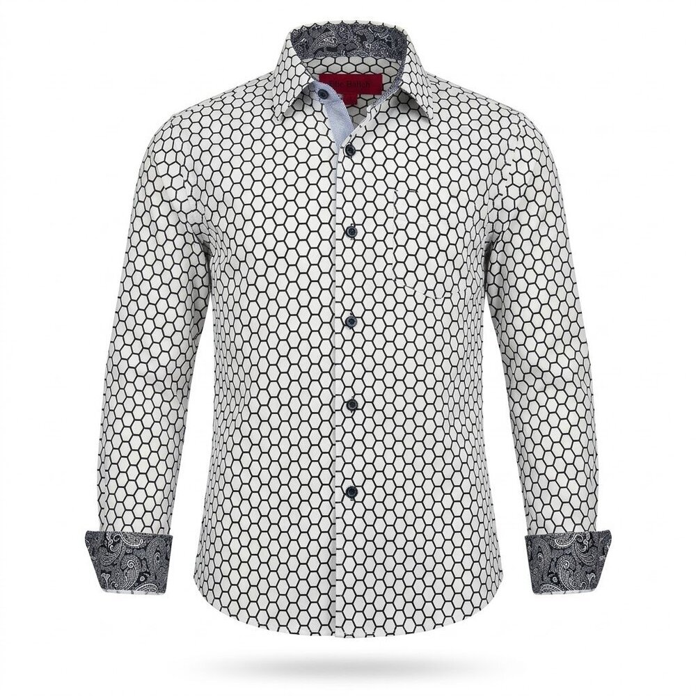 Elie Balleh Boys Geometric Slim Fit Button-Down Shirt Size 10